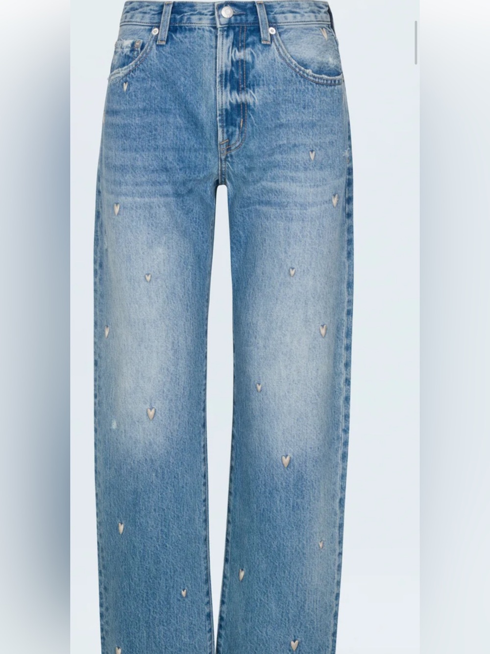 pistola Light Blue Straight-Leg Lexi mid-rise Jeans with Heart Embroidery